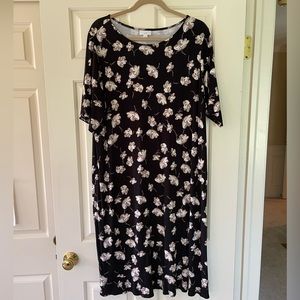 J Jill Black Floral Print Dress, Size XL